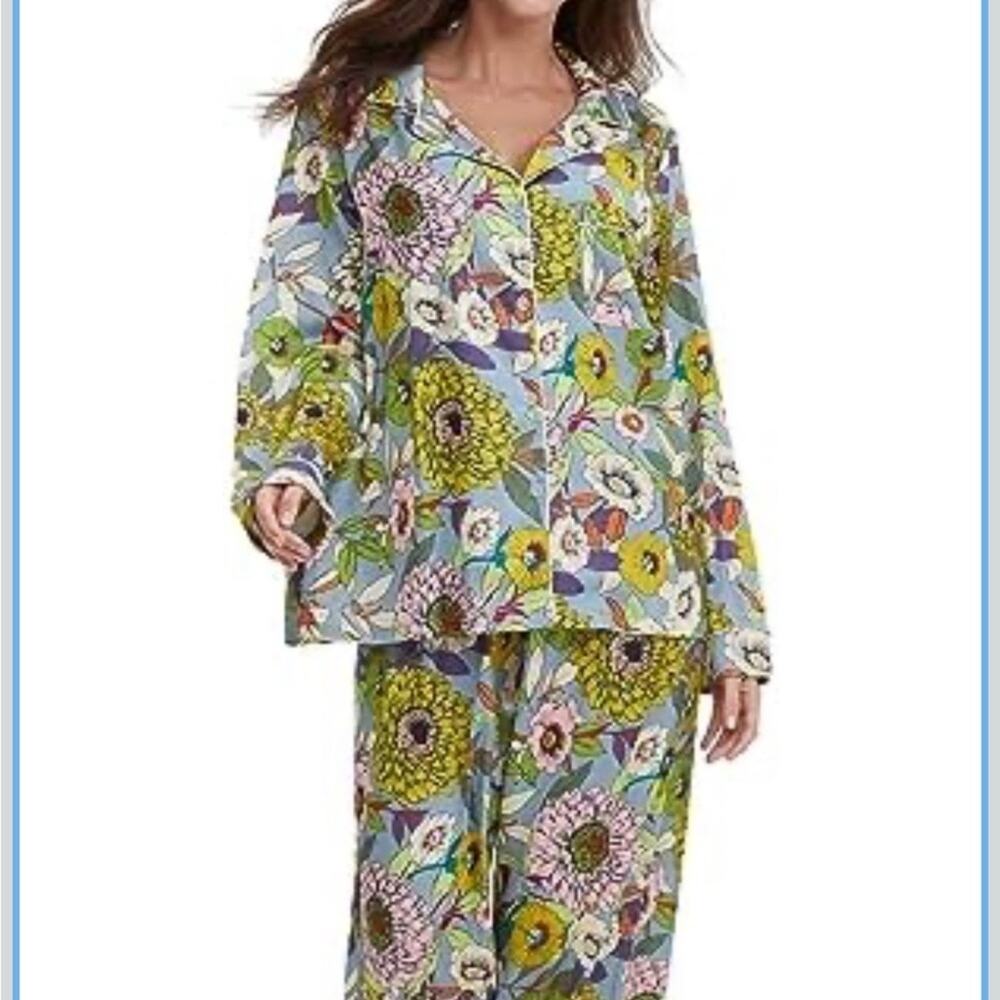 Pajama Set 2 Piece Size XXL Multi Floral Lightweight Silky Polyester Yini Lulu